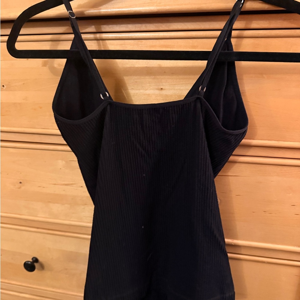 Free People Black Ribbed Lace-Up Tank Top - Picture 3 of 3